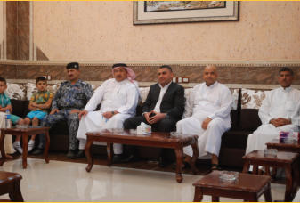 The room where discussions were held in a kind of town hall atmosphere.  These five men are the ones leading the way forward for Salah ad-Din province.R-L, Security director Ibrahim Diab; Dr. Amar Jabar; Governor Raed Ibraheim al-Jouburi; Sheik Munir; and